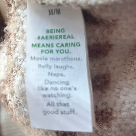 Aerie Hometown Holiday Sweatshirt Quarter Zip Sherpa Pullover Fair Isle Size M - Picture 8 of 10